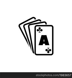 Poker Playing Cards, Ace Suits, Spade Royal. Flat Vector Icon illustration. Simple black symbol on white background. Poker Playing Cards, Ace Suits sign design template for web and mobile UI element. Poker Playing Cards, Ace Suits, Spade Royal Flat Vector Icon
