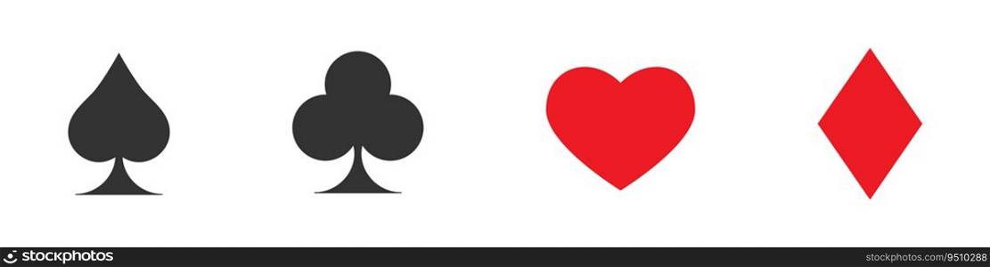 Poker playing cards suits symbols. Flat vector illustration.