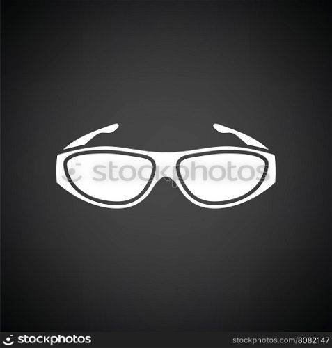 Poker sunglasses icon. Black background with white. Vector illustration.