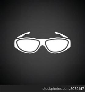 Poker sunglasses icon. Black background with white. Vector illustration.