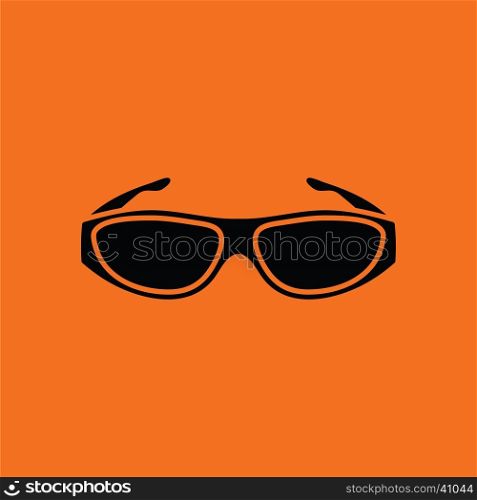 Poker sunglasses icon. Orange background with black. Vector illustration.