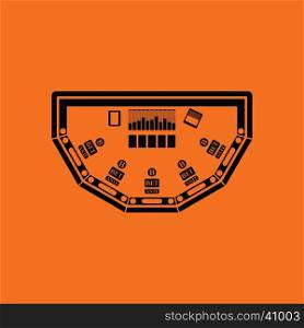 Poker table icon. Orange background with black. Vector illustration.