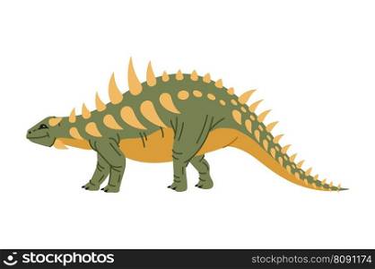 Polacanthus, spiked, ankylosaurian dinosaur cartoon prehistoric animal with spikes on back and tail, dino cartoon character. Vector herbivorous dinosaur. Polacanthus, spiked, ankylosaurian dinosaur