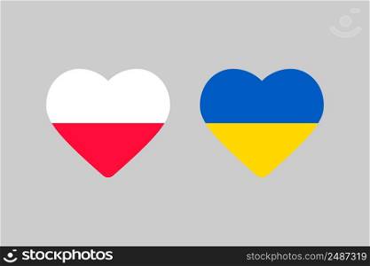 Poland and Ukraine heart flag