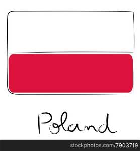 Poland country flag doodle with text isolated on white