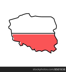 poland country map flag color icon vector. poland country map flag sign. isolated symbol illustration. poland country map flag color icon vector illustration