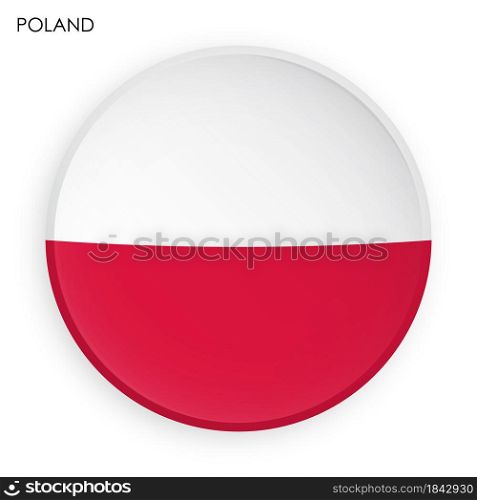 POLAND flag icon in modern neomorphism style. Button for mobile application or web. Vector on white background