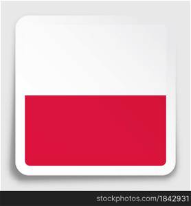 POLAND flag icon on paper square sticker with shadow. Button for mobile application or web. Vector