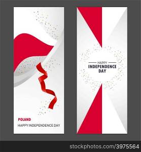 Poland Happy independence day Confetti Celebration Background Vertical Banner set
