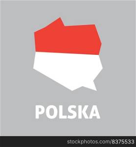 Poland symbol, map and Polish flag, vector europe travel, patriotism icon. Vector illustration, national flag and map of Poland