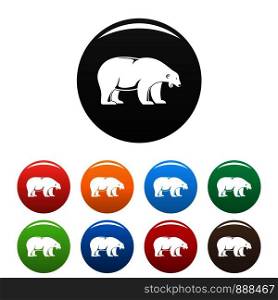 Polar bear howl icons set 9 color vector isolated on white for any design. Polar bear howl icons set color