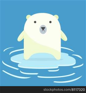 Polar bear on an ice floe. concept of global warming.