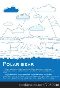 Polar bear on an ice floe in ocean Possible result of global warming Vector illustration for magazines or newspapers