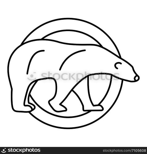 Polar bear on circle logo. Outline illustration of polar bear on circle vector logo for web design isolated on white background. Polar bear on circle logo, outline style