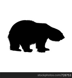 Polar Bear Silhouette. Highly Detailed Smooth Design. Vector Illustration.