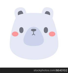 Polar bear vector. cute animal face design for kids.