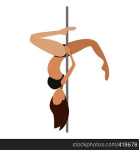 Pole dancer cartoon character. Single symbol on a white background. Pole dancer cartoon character
