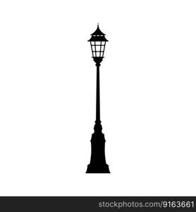 Pole post with retro l&isolated street l&, vintage streetlight. Vector urban city park illumination object, antique l&post. Streetlight vintage steel l&on pole post column