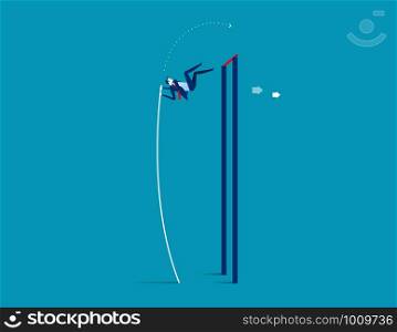 Pole vaulter. Business jumping over rising. Concept business success vector.
