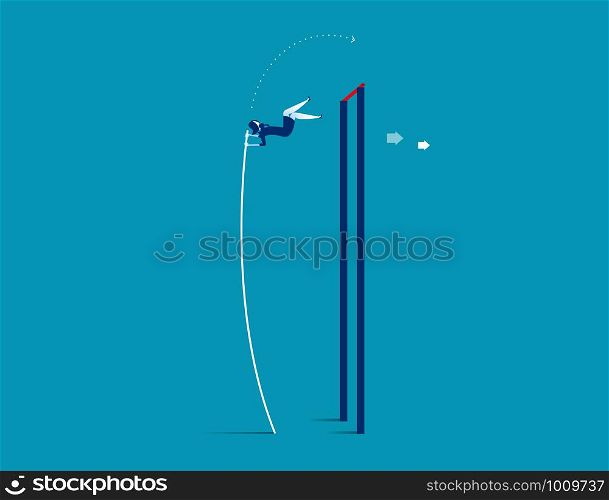 Pole vaulter. Business jumping over rising. Concept business success vector.