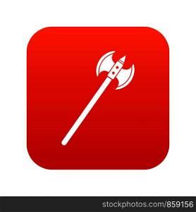 Poleaxe icon digital red for any design isolated on white vector illustration. Poleaxe icon digital red