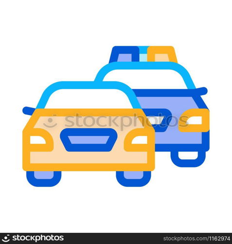 Police And Criminal Car Icon Vector. Outline Police And Criminal Car Sign. Isolated Contour Symbol Illustration. Police And Criminal Car Icon Outline Illustration