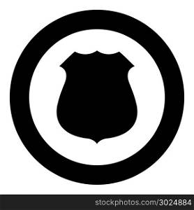 Police badge black icon in circle vector illustration isolated flat style .