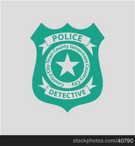 Police badge icon. Gray background with green. Vector illustration.
