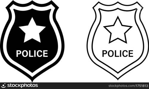 Police badge icon.Vector isolated black and linear police badge icons. Stock vector. EPS 10
