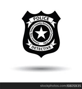 Police badge icon. White background with shadow design. Vector illustration.