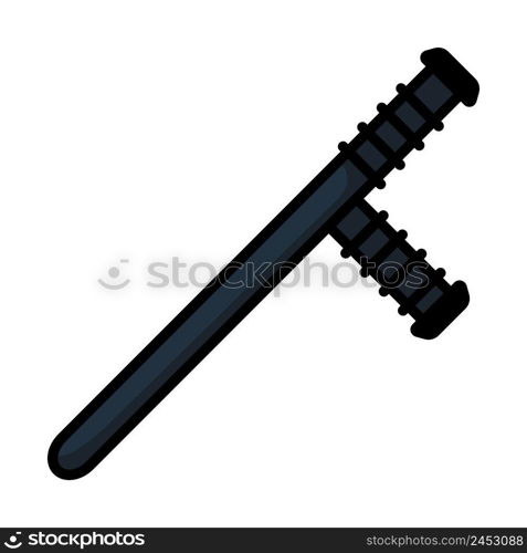 Police Baton Icon. Editable Bold Outline With Color Fill Design. Vector Illustration.