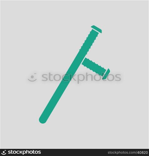 Police baton icon. Gray background with green. Vector illustration.