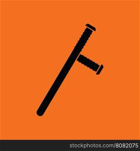 Police baton icon. Orange background with black. Vector illustration.