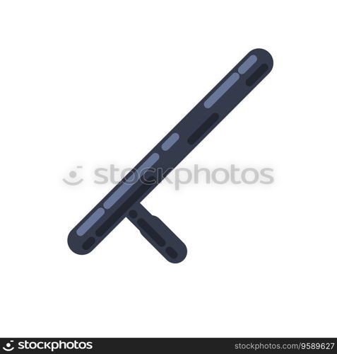 Police baton. Rubber weapons. Black stick for self-defense. Law and order. Flat design. Police baton. Rubber weapons.