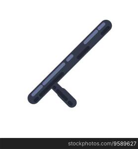 Police baton. Rubber weapons. Black stick for self-defense. Law and order. Flat design. Police baton. Rubber weapons.