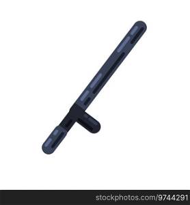 Police baton. Rubber weapons. Black stick for self-defense. Law and order. Flat design. Police baton. Rubber weapons.