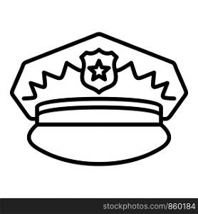 Police cap icon. Outline police cap vector icon for web design isolated on white background. Police cap icon, outline style