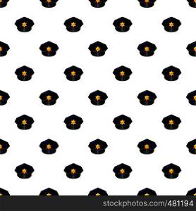 Police cap pattern seamless repeat in cartoon style vector illustration. Police cap pattern
