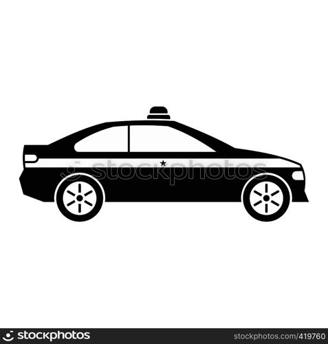 Police car black icon. Simple black symbol on a white background. Police car black icon