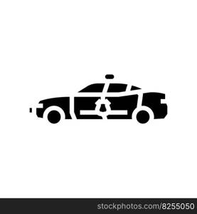 police car crime glyph icon vector. police car crime sign. isolated symbol illustration. police car crime glyph icon vector illustration