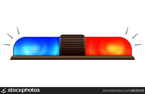 Police car flasher icon. Cartoon of police car flasher vector icon for web design isolated on white background. Police car flasher icon, cartoon style