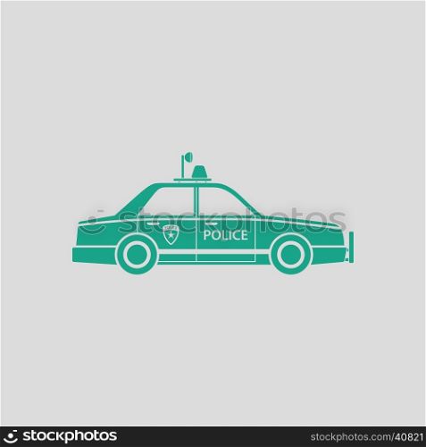 Police car icon. Gray background with green. Vector illustration.