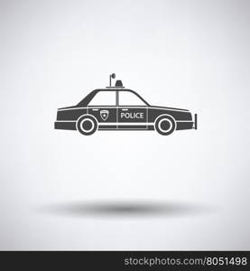 Police car icon on gray background with round shadow. Vector illustration.