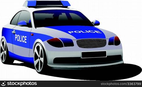 Police car. Municipal transport. Colored vector illustration.