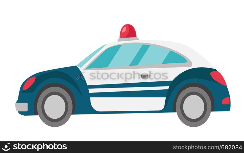 Police car vector cartoon illustration isolated on white background.. Police car vector cartoon illustration.