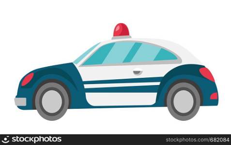 Police car vector cartoon illustration isolated on white background.. Police car vector cartoon illustration.
