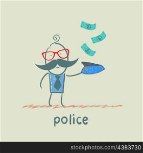 police collect money which fall
