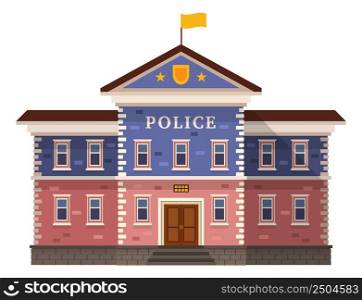 Police department icon. City public service building isolated on white background. Police department icon. City public service building