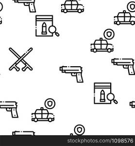 Police Department Seamless Pattern Vector Thin Line. Illustrations. Police Department Seamless Pattern Vector
