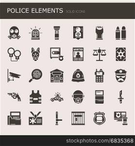 Police Elements , Thin Line and Pixel Perfect Icons
